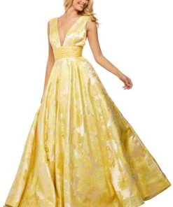 Sherri Hill - 52899 Deep V-Neckline A-line Long Dress