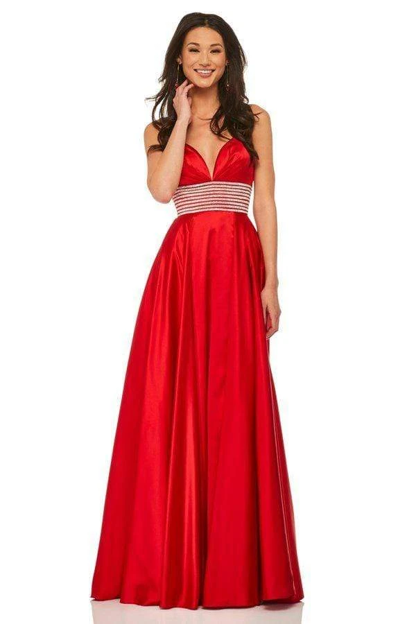 Sherri Hill - 52906 Pleated Plunging V-Neck Gown With Slit 3 Sherri Hill - 52906 Pleated Plunging V-Neck Gown With Slit
