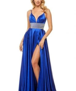 Sherri Hill - 52906 Pleated Plunging V-Neck Gown With Slit 9 Sherri Hill - 52906 Pleated Plunging V-Neck Gown With Slit