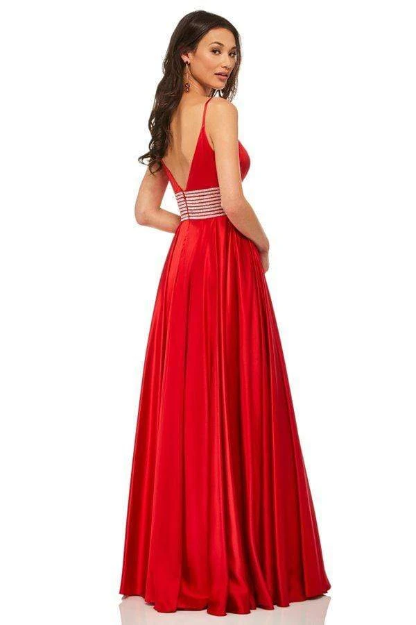 Sherri Hill - 52906 Pleated Plunging V-Neck Gown With Slit 4 Sherri Hill - 52906 Pleated Plunging V-Neck Gown With Slit