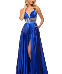 Sherri Hill - 52906 Pleated Plunging V-Neck Gown With Slit 11 Sherri Hill - 52906 Pleated Plunging V-Neck Gown With Slit