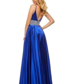Sherri Hill - 52906 Pleated Plunging V-Neck Gown With Slit 10 Sherri Hill - 52906 Pleated Plunging V-Neck Gown With Slit