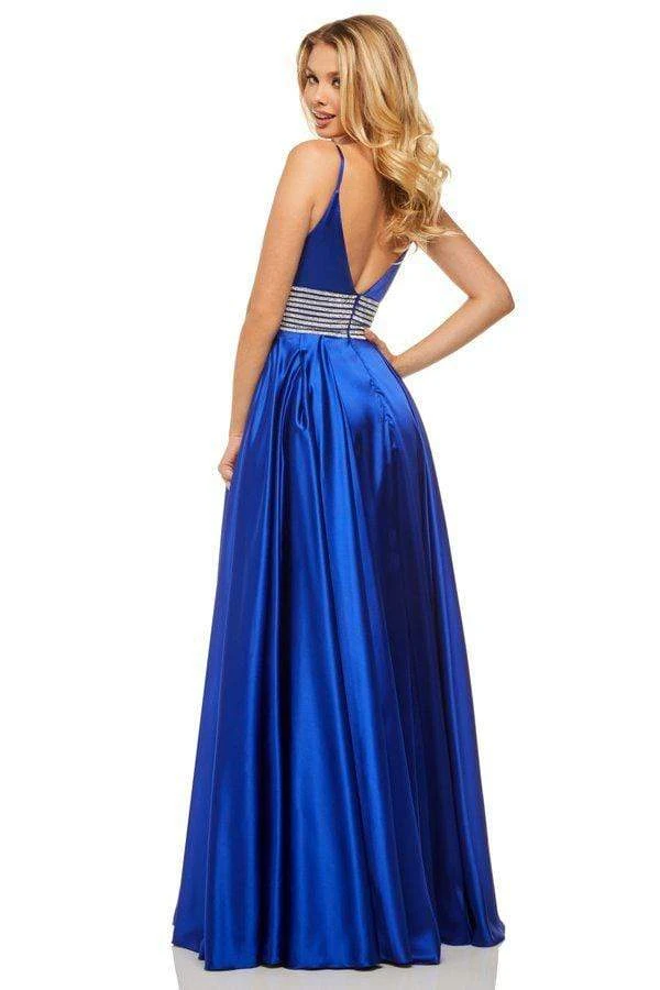 Sherri Hill - 52906 Pleated Plunging V-Neck Gown With Slit 6 Sherri Hill - 52906 Pleated Plunging V-Neck Gown With Slit