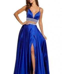 Sherri Hill - 52907 Two Piece Satin Deep V-neck A-line Dress