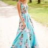 Sherri Hill - 52909 Floral Print Deep V-neck A-line Dress