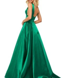 Sherri Hill - 52911 Sleeveless Deep V-neck A-line Dress