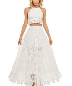 Sherri Hill - 52928 Crochet Long Ivory Dress