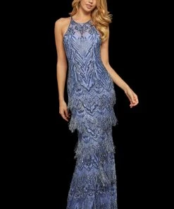 Sherri Hill - 52946 Halter Neck Long Beaded Dress