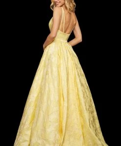 Sherri Hill - 52953 Deep V-neck A-line Dress With Train