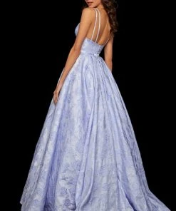 Sherri Hill - 52953 Deep V-neck A-line Dress With Train