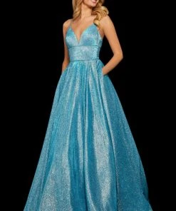Sherri Hill - 52960 V- Neckline Empire Glitter A Line Dress