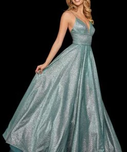 Sherri Hill - 52960 V- Neckline Empire Glitter A Line Dress