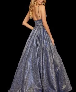 Sherri Hill - 52960 V- Neckline Empire Glitter A Line Dress