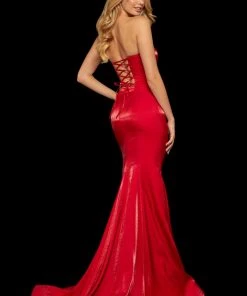 Sherri Hill - 52961 Strapless Mermaid Lace Up Dress 12 Sherri Hill - 52961 Strapless Mermaid Lace Up Dress