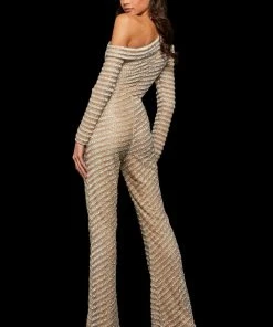 Sherri Hill - 52966 Asymmetrical Neckline Beaded Jumpsuit