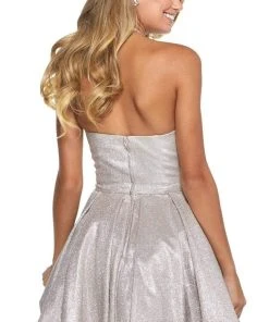 Sherri Hill - 52970 Short High Halter Neckline Glitter A Line Dress