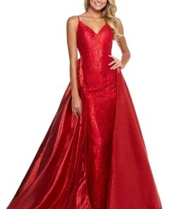 Sherri Hill - 52975 Beaded Lace Organza Dress With Overskirt