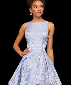 Sherri Hill - 52982 Bateau Brocade Short Dress