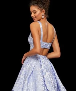 Sherri Hill - 52982 Bateau Brocade Short Dress 8 Sherri Hill - 52982 Bateau Brocade Short Dress