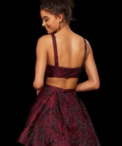 Sherri Hill - 52982 Bateau Brocade Short Dress 10 Sherri Hill - 52982 Bateau Brocade Short Dress