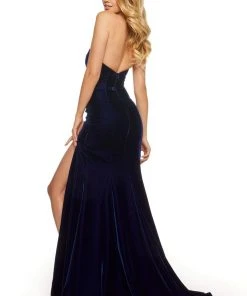 Sherri Hill - 52988 Strapless Beaded Velvet Sheath Dress