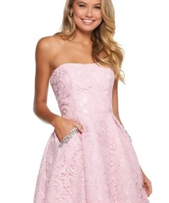 Sherri Hill - 53002 Beaded Lace Strapless Short A-line Dress 15 Sherri Hill - 53002 Beaded Lace Strapless Short A-line Dress