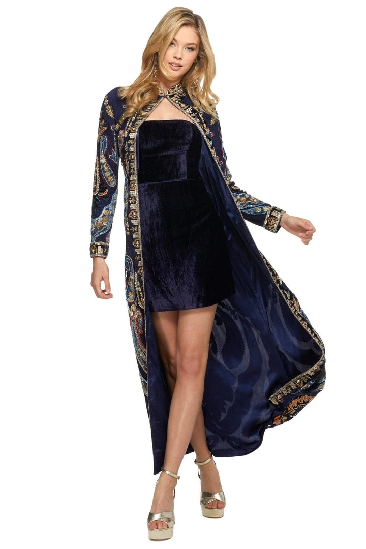 Sherri Hill - 53047 Velvet Sheath Dress With Long Sleeve Beaded Coat 3 Sherri Hill - 53047 Velvet Sheath Dress With Long Sleeve Beaded Coat