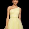 Sherri Hill - 53086 Short Beaded Asymmetric Tulle A-line Dress