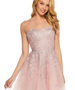 Sherri Hill - 53099 Beaded Lace Short Tulle A-line Dress