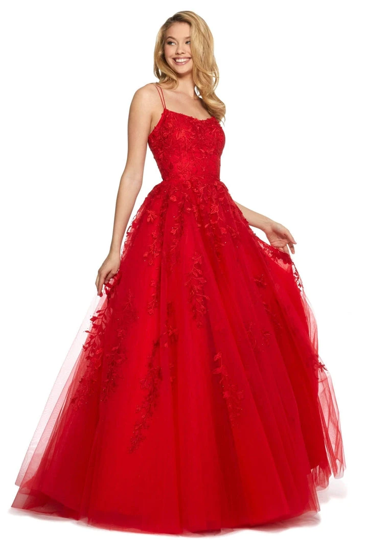 Sherri Hill - 53116 Floral Lace Appliqued Lace-up Back Ballgown 8 Sherri Hill - 53116 Floral Lace Appliqued Lace-up Back Ballgown