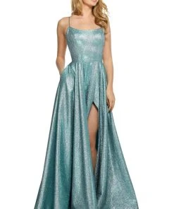 Sherri Hill - 53118 Glittery Scoop Long Dress With Slit