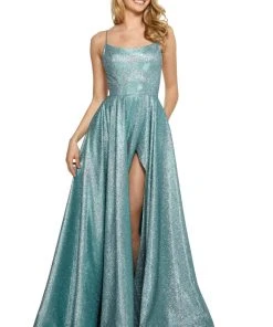 Sherri Hill - 53118 Glittery Scoop Long Dress With Slit