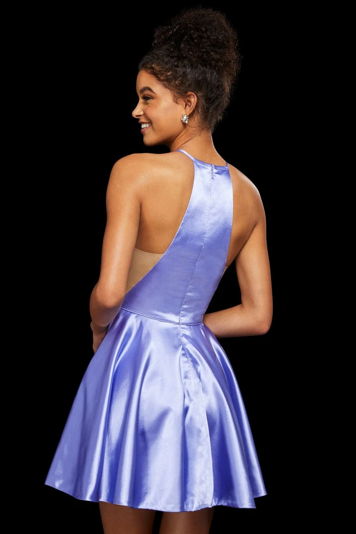 Sherri Hill - 53127 Halter Neck Racerback Satin Short Dress 4 Sherri Hill - 53127 Halter Neck Racerback Satin Short Dress