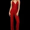 Sherri Hill - 53129 Long Beaded Deep V-neck Jumpsuit