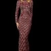 Sherri Hill - 53133 Two Tone Beaded Long Sleeve Sheath Dress 2 Sherri Hill - 53133 Two Tone Beaded Long Sleeve Sheath Dress