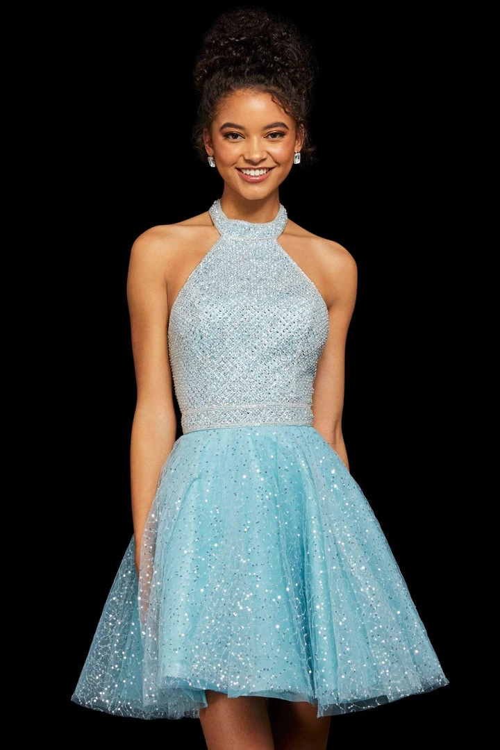 Sherri Hill - 53145 Lattice Textured Halter Short Dress 3 Sherri Hill - 53145 Lattice Textured Halter Short Dress