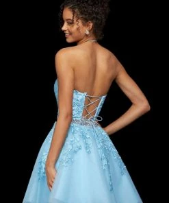 Sherri Hill - 53153 Embroidered Halter Neck Short A-line Dress