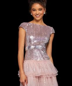 Sherri Hill - 53170 Beaded Tiered Bateau Short Dress