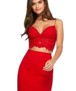 Sherri Hill - 53193 Two Piece V-Neck Sheath Short Dress