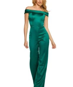 Sherri Hill - 53199 Off Shoulder Satin Jumpsuit
