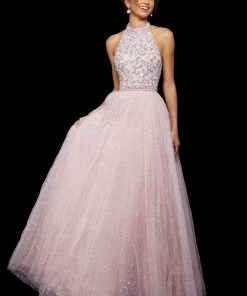 Sherri Hill - 53228 Beaded Halter Neck A-line Dress