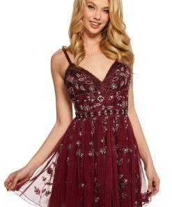 Sherri Hill - 53234 Short Beaded V-neck A-line Dress