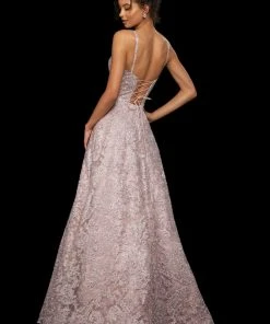 Sherri Hill - 53250 Beaded Lace Appliqued V-Neck Dress