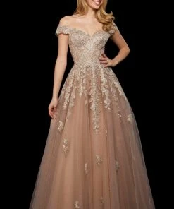 Sherri Hill - 53251 Beaded Lace Appliqued Off Shoulder Dress