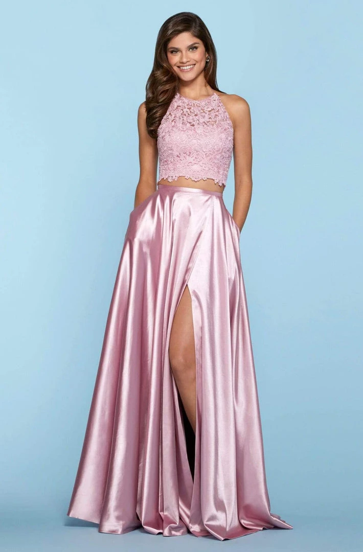 Sherri Hill - 53268 Two Piece Lace Halter Satin A-Line Dress 6 Sherri Hill - 53268 Two Piece Lace Halter Satin A-Line Dress