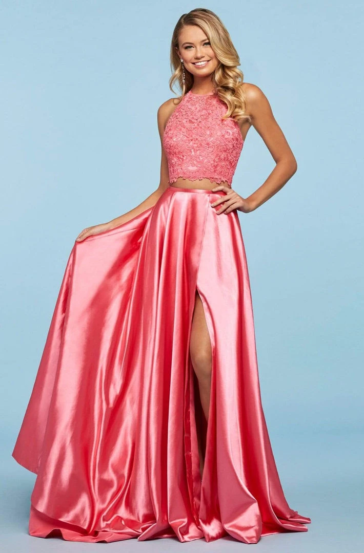 Sherri Hill - 53268 Two Piece Lace Halter Satin A-Line Dress 10 Sherri Hill - 53268 Two Piece Lace Halter Satin A-Line Dress
