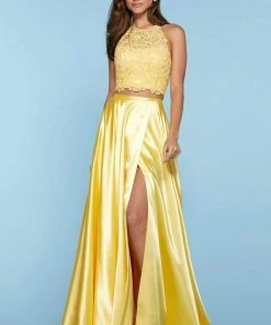 Sherri Hill - 53268 Two Piece Lace Halter Satin A-Line Dress 21 Sherri Hill - 53268 Two Piece Lace Halter Satin A-Line Dress