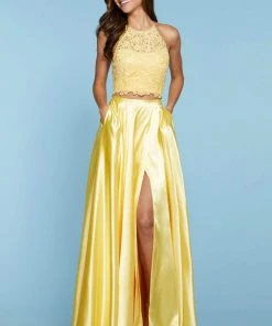 Sherri Hill - 53268 Two Piece Lace Halter Satin A-Line Dress 23 Sherri Hill - 53268 Two Piece Lace Halter Satin A-Line Dress