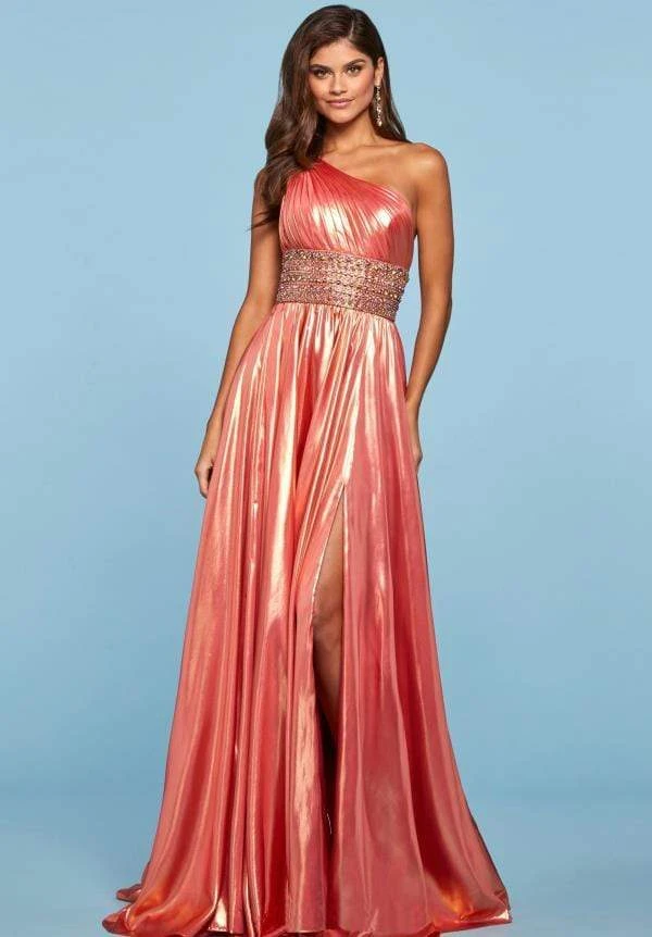 Sherri Hill - 53304 Beaded Asymmetric A-line Gown With Slit 3 Sherri Hill - 53304 Beaded Asymmetric A-line Gown With Slit