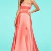 Sherri Hill - 53307 High Slit Strapless Satin A-Line Dress 1 Sherri Hill - 53307 High Slit Strapless Satin A-Line Dress